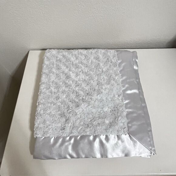 My Blankee White Rosette Swirl Baby Blanket Satin Trim Security Blanket Lovey - Picture 13 of 16